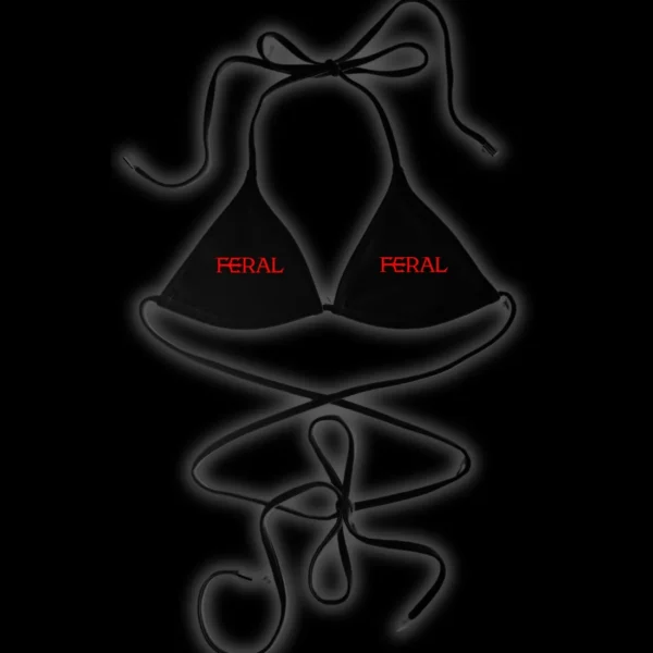 FERAL RED LOGO BIKINI TOP BLACK