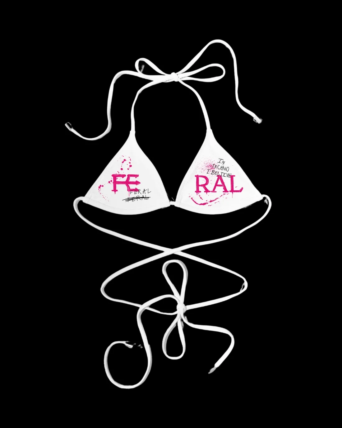 IN TECHNO I BELIEVE BIKINI TOP WHITE